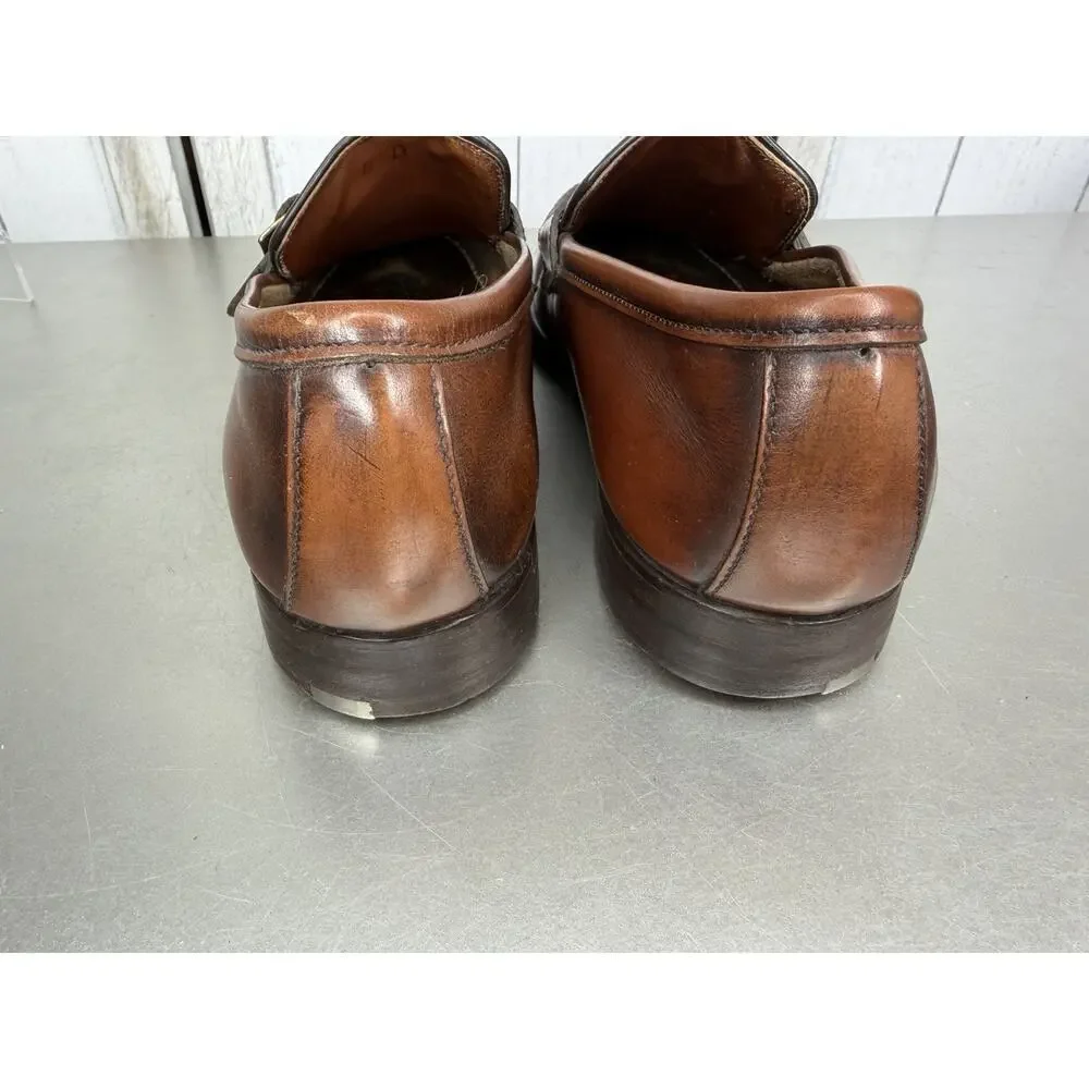 VTG GH Bass Mens 8 Weejuns Cognac Leather Loafer Shoes Buckle Women’s 9/9.5 G.H.BASS Weejuns Penny Loafers Cognac Leather main image 3